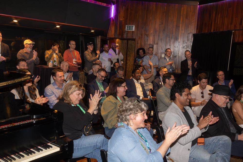Guests applauding during a live session